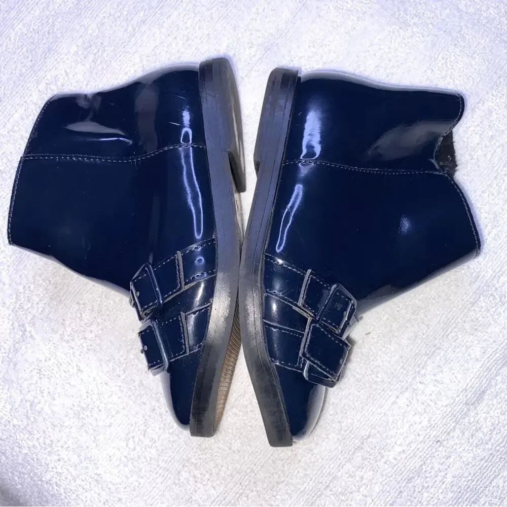 Zara Baby Booties Girls Size 24 Month Navy Blue Patent Leather *